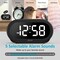Small LED Digital Alarm Clock with Snooze, Easy to Set, Full Range Brightness Dimmer, Adjustable Volume with 5 Alarm Sounds, USB Charger, 12/24Hr, Compact Clock for Bedrooms, Bedside, Desk
